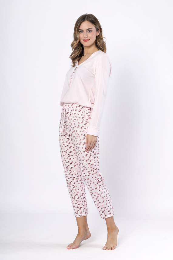 Pijama de señora Laveza 1623 Grazyna - algodón, rosa claro, manga larga