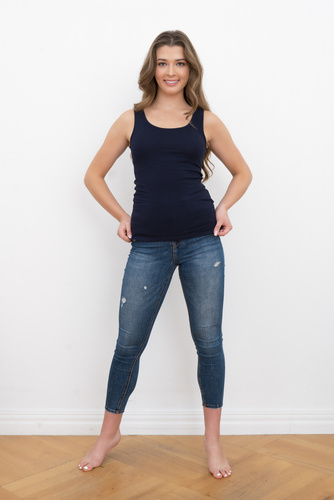 Ibiza Camisa hombros anchos Mujer Moda Italiana - azul marino