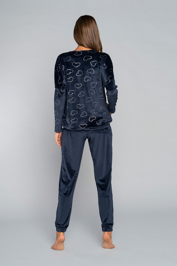 Conjunto Elixir Mujer Largo. manga, longitud. pantalones moda italiana azul marino