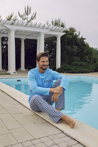 Jaromir Hombres de manga larga, pantalón largo Moda Italiana - azul/print