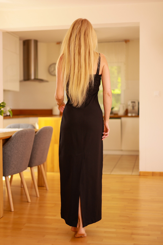 Irving - conjunto mujer: maxi vestido + blusa, 95% algodón 5% elastano | marca polaca Mirale - negro