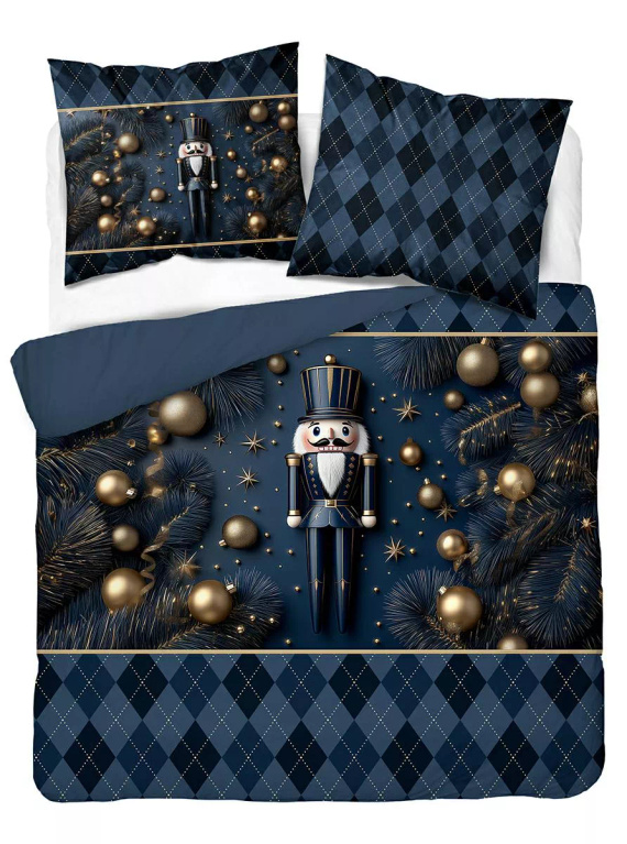 5823 A Christmas Dreams ropa de cama de algodón Detexpol azul marino con Cascanueces - Juego de Navidad 100% algodón
