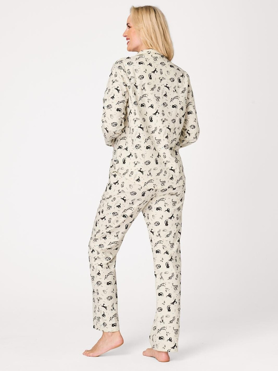 Pijama de mujer Key LNS 921 B26 ecru – 100% algodón, botones, estampado