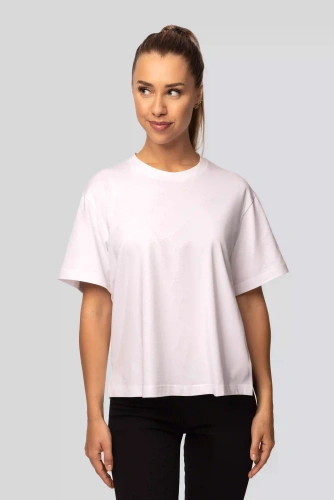 Camiseta de mujer de algodón Urban white- Manga corta, corte clásico, a la moda con aberturas | Material de alta calidad, elasticidad