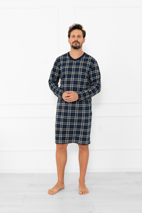 Camisón de hombre Andreas - algodón, manga larga, cuadros Moda Italiana