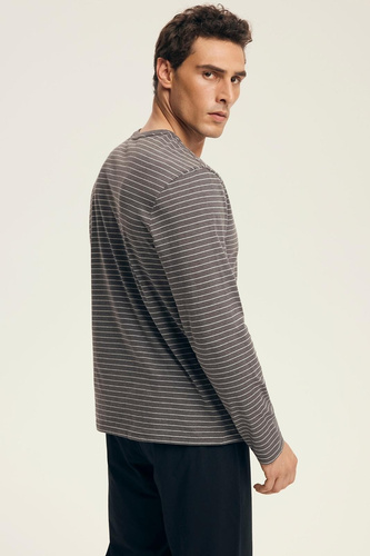 Pijama para hombre Premium 43455 New Henderson gris - algodón, manga larga, empaquetado elegante