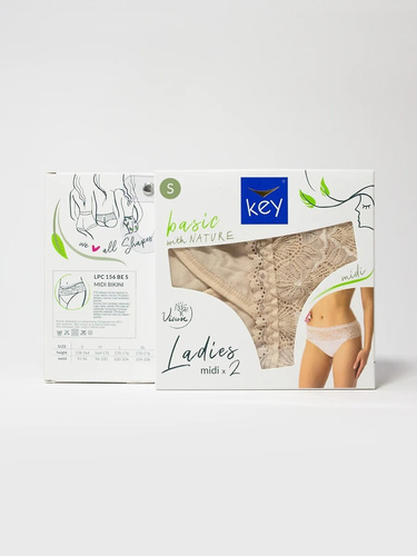 Braguitas mujer Key LPC 156 bambú cintura alta encaje pack 2 cómodas