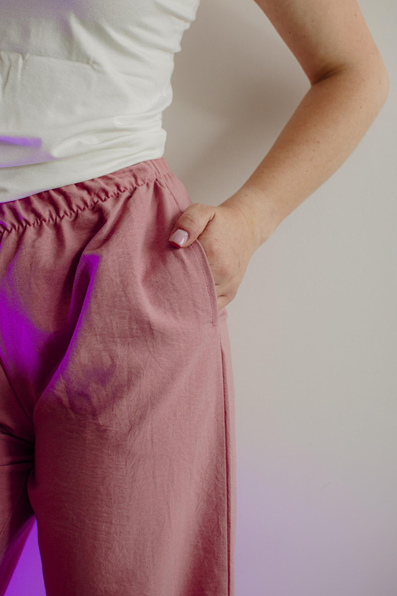 Maeve 875 De Lafense pantalón de pijama de mujer - largo, liso, con bolsillos - rosa