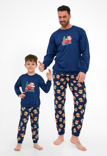 593/172 966/172 Osito Pijama de niño Cornette - Navidad, azul marino, algodón