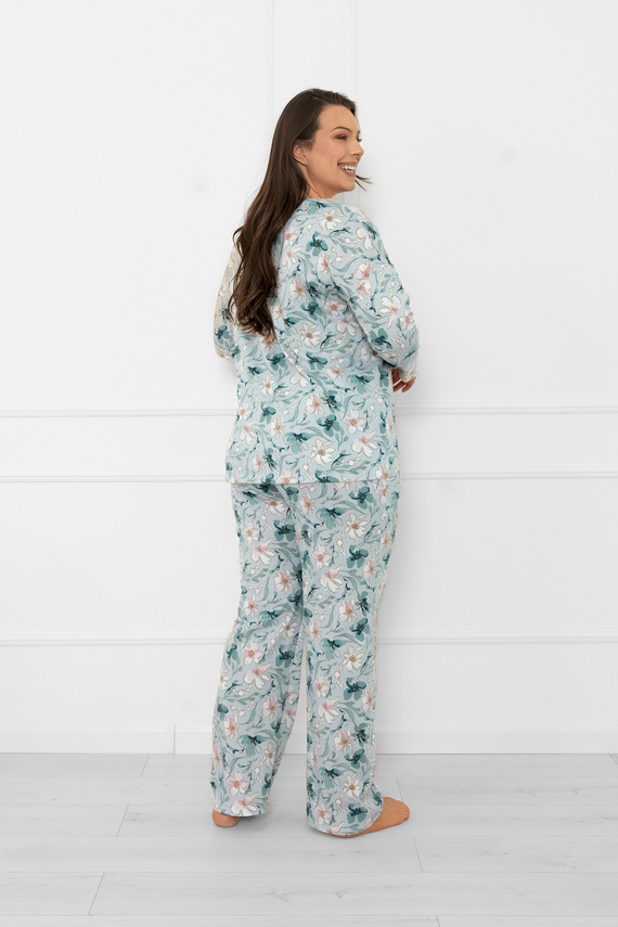 Pijama de mujer Sequoia - algodón, manga larga y pantalón, estampado floralModa Italiana