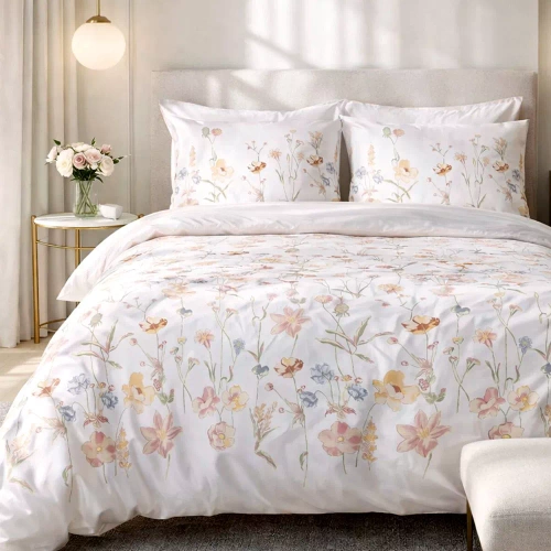 Juego de cama satén 1553/1 Satynlove 100% algodón floral + fundas 70x80