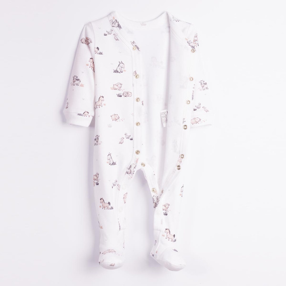 228031 Nicol FARMA Pijama enterizo para bebé 100% algodón animales crema