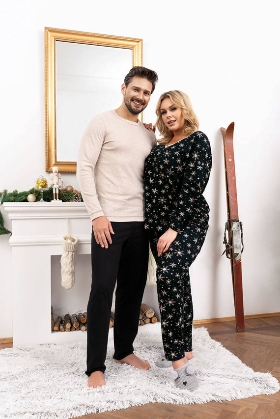 Laponia Pijama señora manga larga, pantalón largo Moda Italiana - estampado