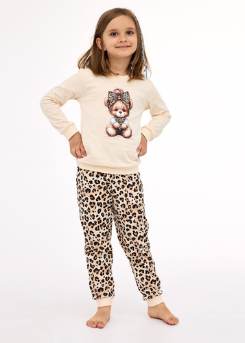 594/191, 592/191 Pijama de niña Panther CORNETTE - beige, algodón, manga larga, en caja decorativa