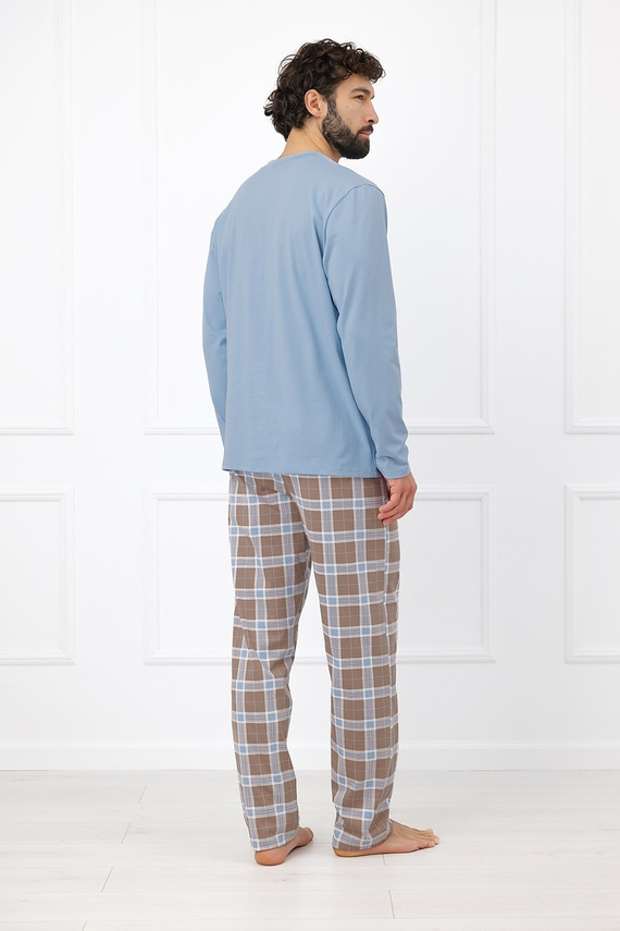 Italian Fashion Wilhelm Pijama para Hombre 100% Algodón Botones Cuadros - cappuccino