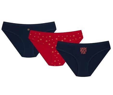 36508-K086 Henderson Braga de bikini para mujer, azul marino-rojo - algodón Paquete de 3