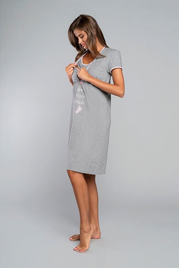 Carlina Camisón de embarazo y lactancia Moda Italiana - melange/rosa