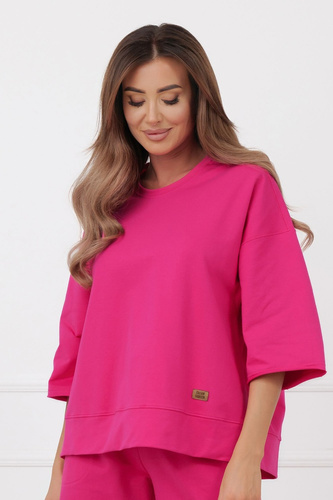 Sudadera Kaori Italian Fashion 3/4 manga algodón elastano - fucsia