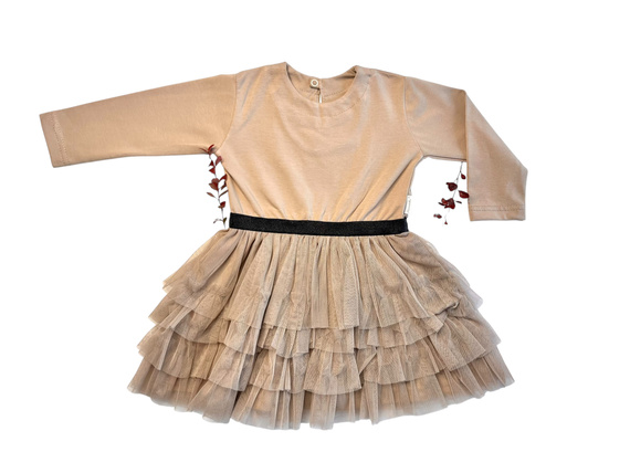 Mamatti vestido bebé beige SW054 - 100% algodón | Calidad polaca | Comodidad y estilo