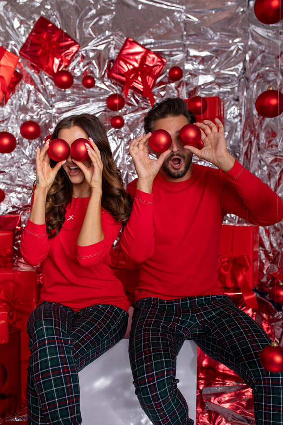 Foggia Pijama señora manga larga, pantalón largo Moda Italiana - rojo/estampado