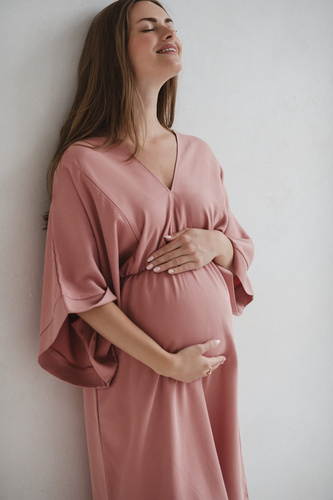 Mama Zen Milk&Love rosa de hierbas - vestido de embarazo y lactancia en Tencel