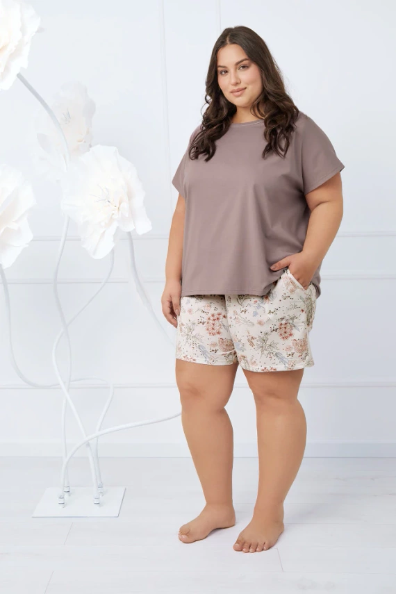 Solita Pijama de manga corta para mujer, pantalón corto Moda Italiana - cappuccino