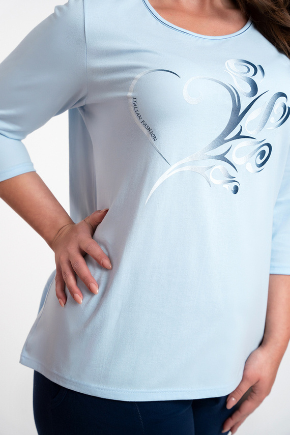 Arietta Pijama de mujer manga 3/4 y pantalón 3/4 Moda Italiana - azul