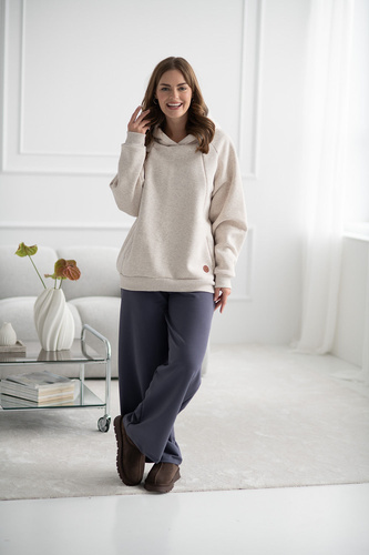Pantalones premamá anchos Wide Flow Milk & Love Wide Leg con cinturilla 2 en 1 color acero