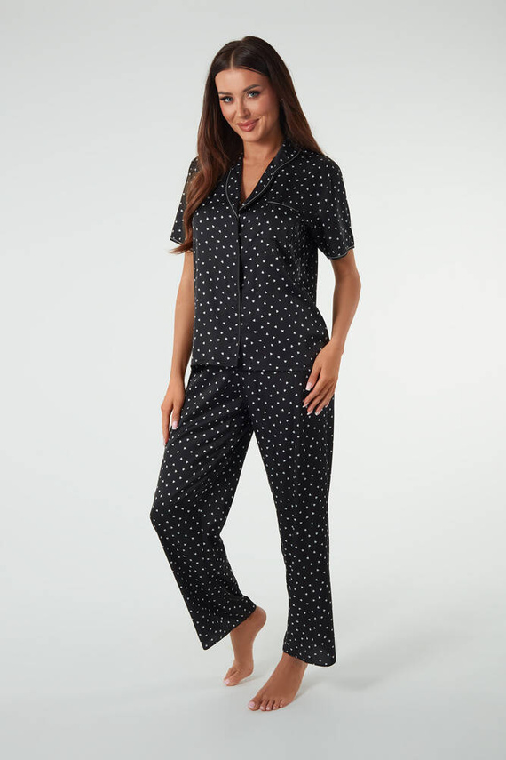 Ria Pijama de mujer manga corta, pantalón largo Moda Italiana - estampado