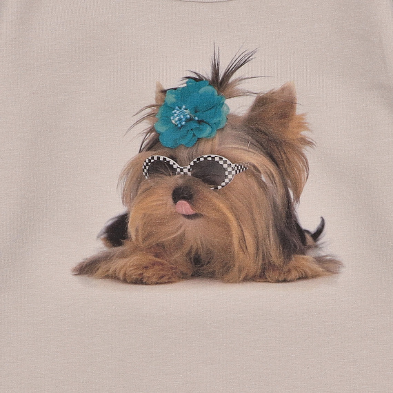 KAR-3004 Blusa de manga larga para niña Lagarto Verde beige - elegante, algodón, producción polaca