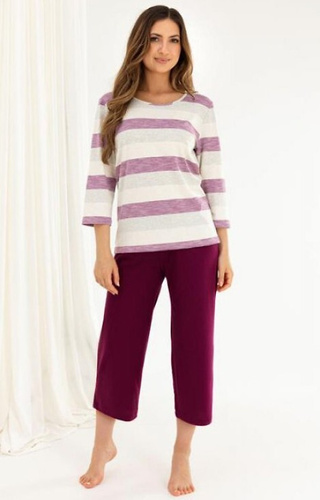 719 Pijama señora Regina morado - viscosa y algodón, manga 3/4, pantalón 3/4