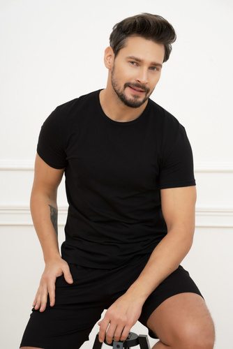 Ikar Camiseta manga corta Hombre Moda Italiana - negro