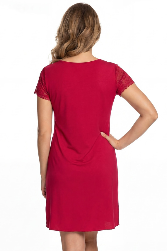 Camisón Elena Donna viscosa encaje elegante suave escote en V wineberry