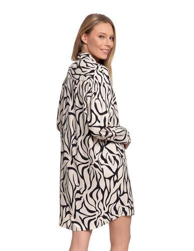 PDK4800-003 Camisón Moraj crema - viscosa, manga larga, abotonado