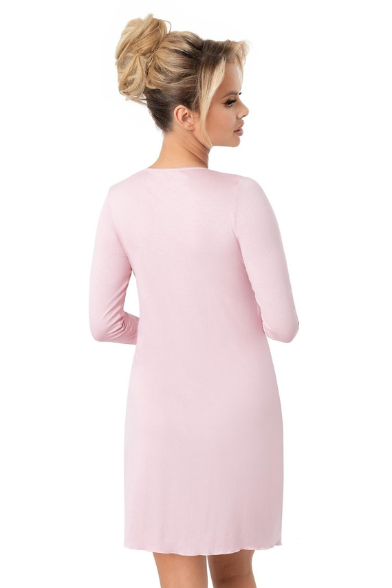 Camisón Donna Margo rosa empolvado - viscosa, encaje, manga 3/4, largo antes de la rodilla