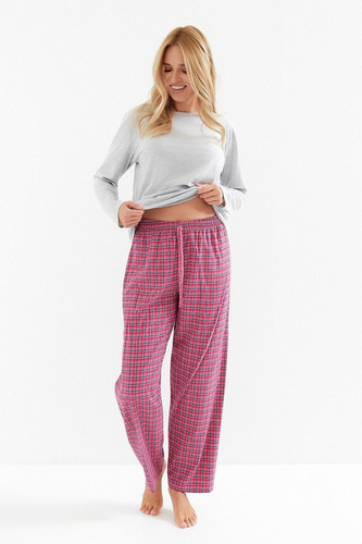 Taro Madlen 3512 pijama de mujer - algodón, manga larga, pantalón a cuadros