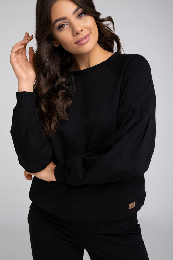 Parma Ladies conjunto manga larga, pantalón Italian Fashion - negro