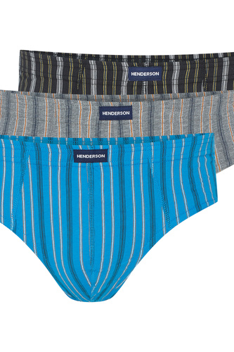 1446 K690 Henderson calzoncillos hombre gris-turquesa-negro-algodón, 3 piezas por caja