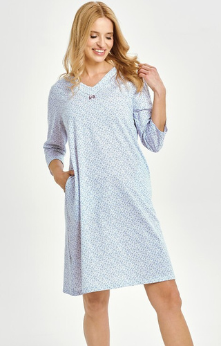 3449 Debora Camisa Taro Mujer - 100% algodón, manga larga, bolsillos, escote redondo