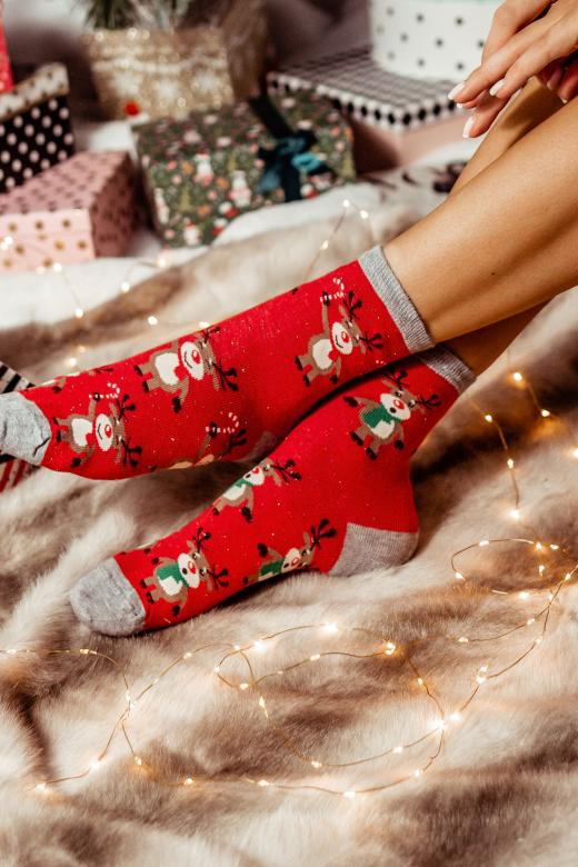 1283.002 Reno de pie Milena - Calcetines de Navidad para mujer, Rojo