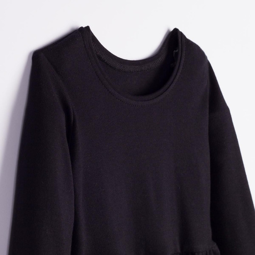 Blusa para niña Nicol 163706 100% algodón negra con basquiña y encaje