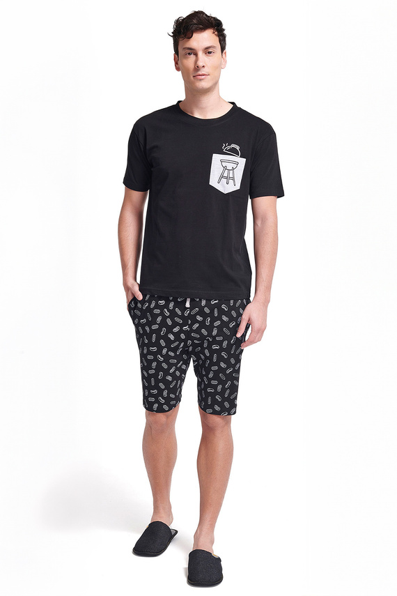 Gianny Pijama hombre Sorbetto gris - manga corta, pantalón corto, estampado, algodón