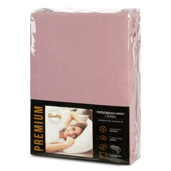 Sábana ajustable Jersey 4 Eurofirany con goma algodón elastano 190 g/m² rosa empolvado