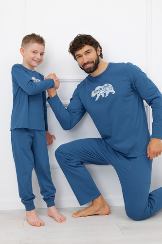 Pijama infantil masculina Italian Fashion Kasim 100% algodón manga larga - vaquera