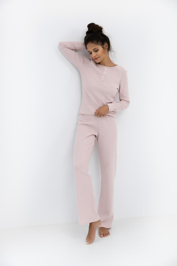Sensis pijama de mujer Arlette rosa sucio - algodón, manga larga | Elegante y cómodo por la noche