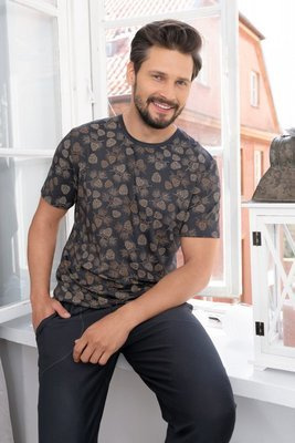 Pijama Pinus Pijama de hombre manga corta, pantalón largo Moda Italiana- estampado/grafito