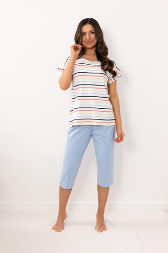 Pijama mujer Regina 4001 viscosa rayas pantalón 3/4 cómodo