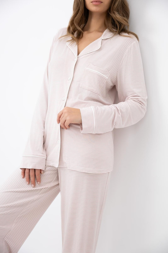 Sensis Leila pijama de mujer rosa a rayas, viscosa, con botones