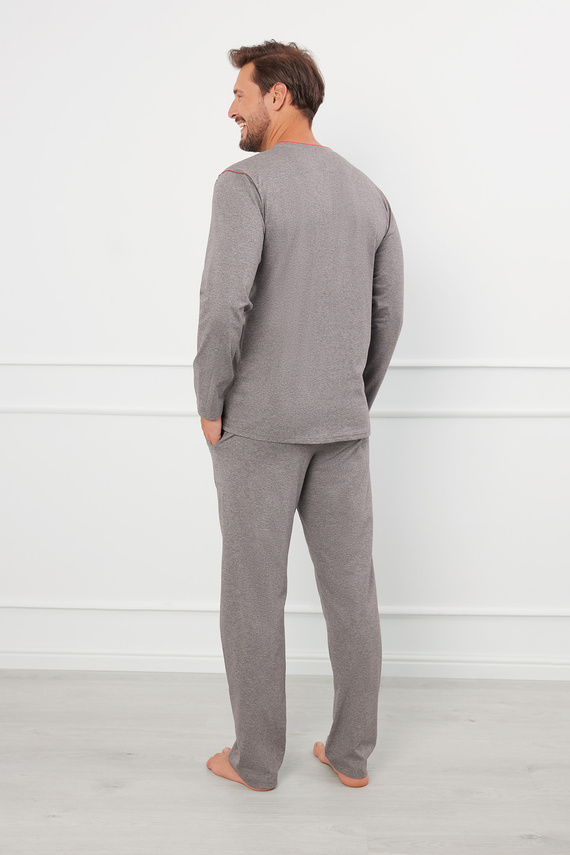 Ludwik Pijama de manga larga para hombre, pantalón largo Moda Italiana - ¶r. melange