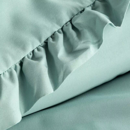 Ropa de cama de microfibra Eurofirany MI con volante, suave, con cremallera, verde
